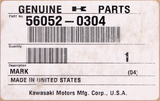 Genuine Kawasaki Rear Fender Mark Part Number - 56052-0304