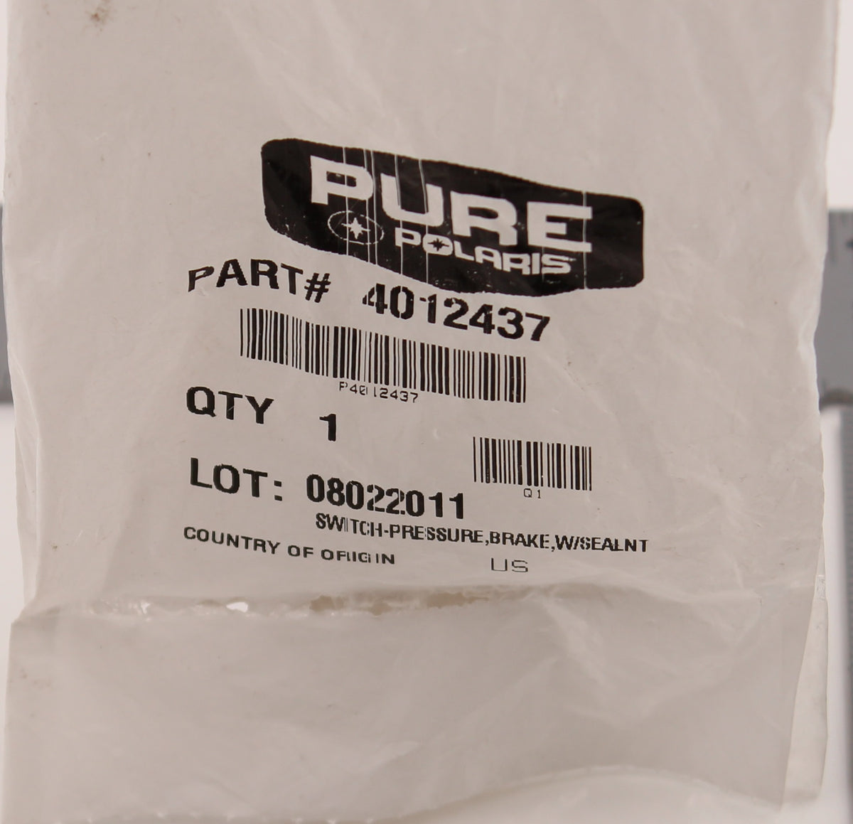 Genuine Polaris Switch Pressure, Brake, w/ Sealant PN 4012437 (Pack