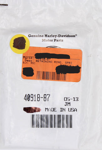 Harley-Davidson Retaining Ring Part Number - 40918-87