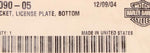 Genuine Harley-Davidson License plate Bottom Bracket Part Number - 60090-05