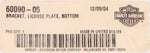 Genuine Harley-Davidson License plate Bottom Bracket Part Number - 60090-05