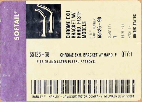 Genuine Harley-Davidson Chrome Support Bracket Part Number - 65126-98