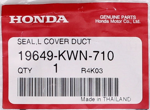 Genuine Honda Cover Duct Seal Part Number - 19649-KWN-710