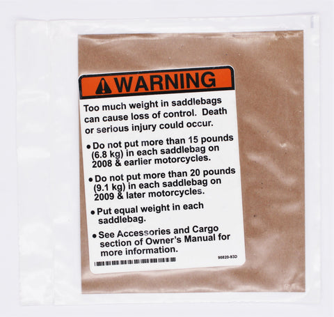 Saddle Bag Label Part Number - 90820-93D For Harley-Davidson