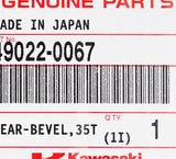 Genuine Kawasaki Gear Bevel Part Number - 49022-0067