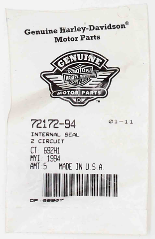 Genuine Harley-Davidson Internal Seal Part Number - 72172-94