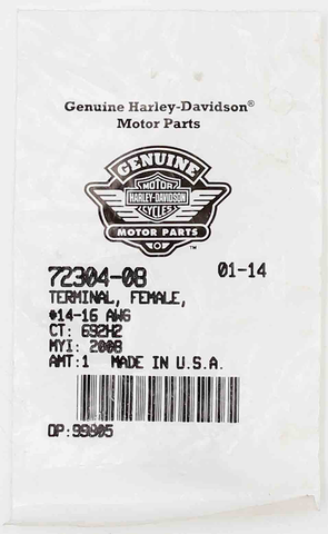 Genuine Harley-Davidson Female Terminal  Part Number - 72304-08