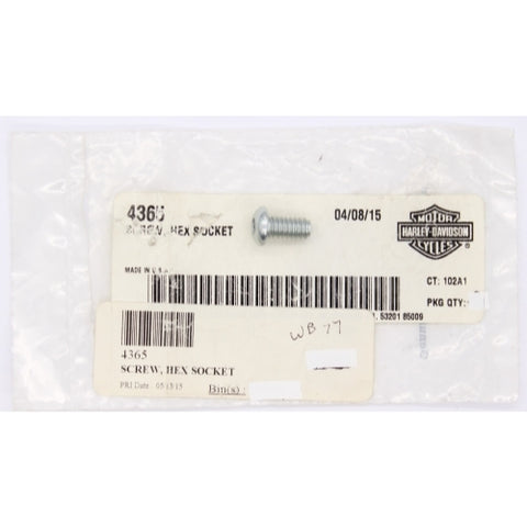 Harley-Davidson Hex Socket Screw Part Number - 4365 (Pack of 4)