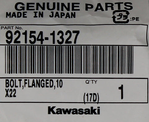 Genuine Kawasaki Flanged Bolt 10X22 Part Number - 92154-1327