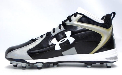 Under Armour Combat GT Mid Black and Silver Football Cleats - Size 15