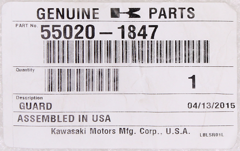 Genuine Kawasaki Floor Guard, RH Part Number - 55020-1847