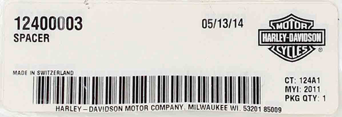 Genuine Harley-Davidson Spacer Part Number - 12400003