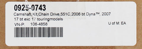 Cam Kit Chain Drive Part Number - 0925-0743