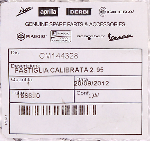 Pastiglia Calibrated Pad PN CM144328