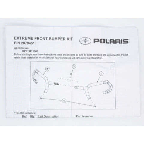 Polaris Extreme Front Bumper (Black) PN 2879451-458