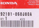 Genuine Honda Hex Bolt Part Number - 92101-06008-0A