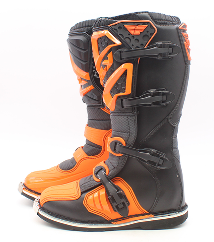 Fly Racing Maverick Black/Orange Leather Riding Boots  Size US 8