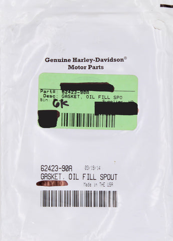 Genuine Harley-Davidson Gasket, Oil Fill Spout 62423-90A