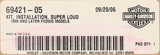 Genuine Harley-Davidson Super Loud Installation Kit Part Number - 69421-05