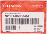 Genuine Honda Recessed Bolt Part Number - 92301-05008-0A