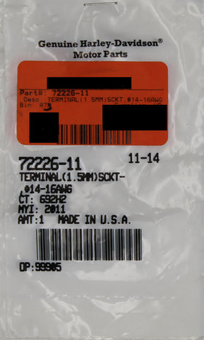 Genuine Harley-Davidson Terminal (1.5MM) Socket ,#14-16A Part Number - 72226-11