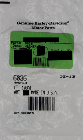 Genuine Harley-Davidson Washer Part Number - 6036