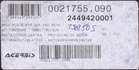 Acerbis Skid Plate Part Number - 730950S