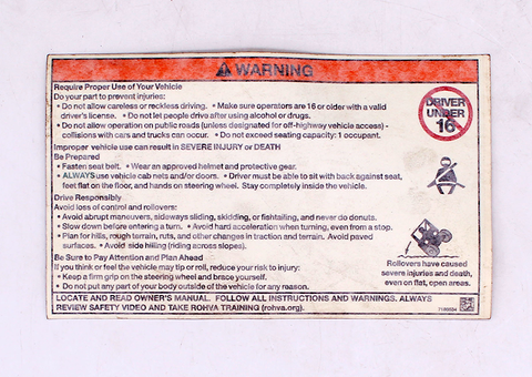 Polaris General Warning Decal PN 7180534