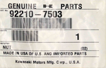 Kawasaki Nut Part Number - 92210-7503