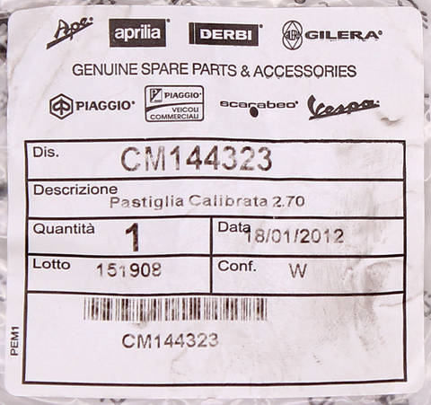 Pastiglia Calibrated Pad PN CM144323