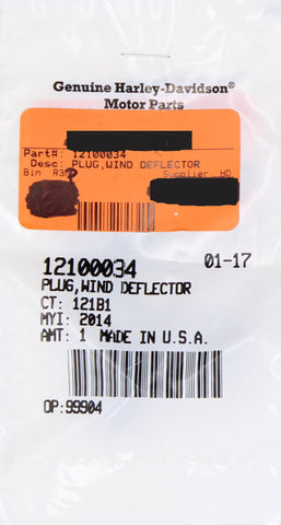 Genuine Harley-Davidson Wind Deflector Plug Part Number - 12100034