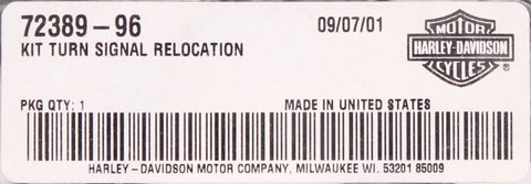 Genuine Harley Davidson Turn Signal Relocation Kit Part Number - 72389-96