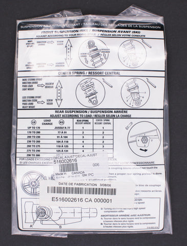 Ski-Doo Adjustment Decal PN 516002616