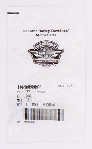 Harley-Davidson Tee Nut 1/4-20 Part Number - 10400007
