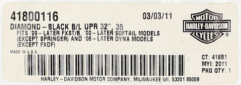 Genuine Harley-Davidson Upper Brake Part Number - 41800116