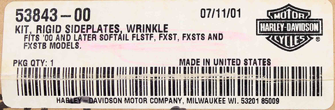Genuine Harley-Davidson Wrinkle Rigid Side Plate Kit Part Number - 53843-00