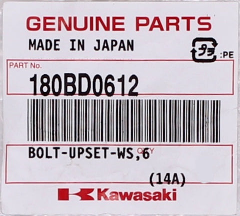 Genuine Kawasaki Upset Bolt Part Number - 180BD0612