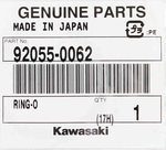 Genuine Kawasaki O-Ring Part Number - 92055-0062