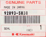 Genuine Kawasaki Seal Part Number - 92093-s038