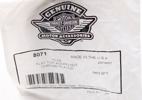 Genuine Harley-Davidson Flat Top Acorn Nut, Chrome Plated Part Number - 8071