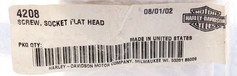 Genuine Harley-Davidson Screw, Socket Flat Head Part Number - 4208