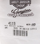 Genuine Harley-Davidson Screw, Hex Socket Part Number - 4119