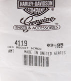 Genuine Harley-Davidson Screw, Hex Socket Part Number - 4119