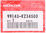Genuine Honda Main Jet Part Number - 99143-kz34500
