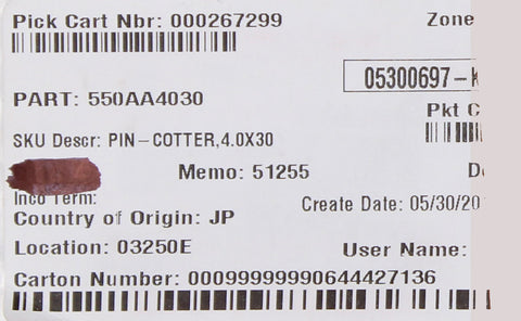 Kawasaki Cotter Pin PN 550AA4030