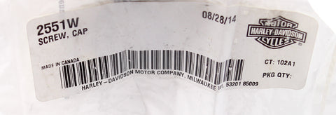 Harley-Davidson Cap Screw   Part Number - 2551W