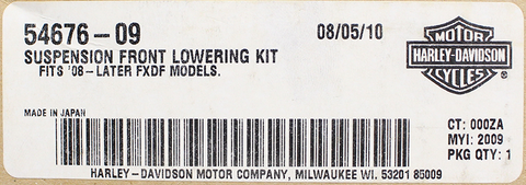 Genuine Harley Davidson Front Suspension Lowering Kit Part Number - 54676-09