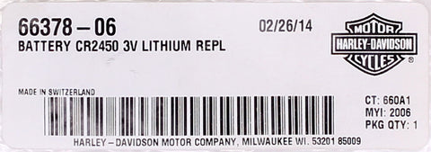 Harley-Davidson Lithium Battery (Pack Of 2) Part Number - 66378-06