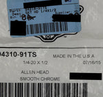 Harley-Davidson Smooth Chrome Allen Head 1/4X1/2 Part Number - 94310-91Ts