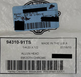 Harley-Davidson Smooth Chrome Allen Head 1/4X1/2 Part Number - 94310-91Ts
